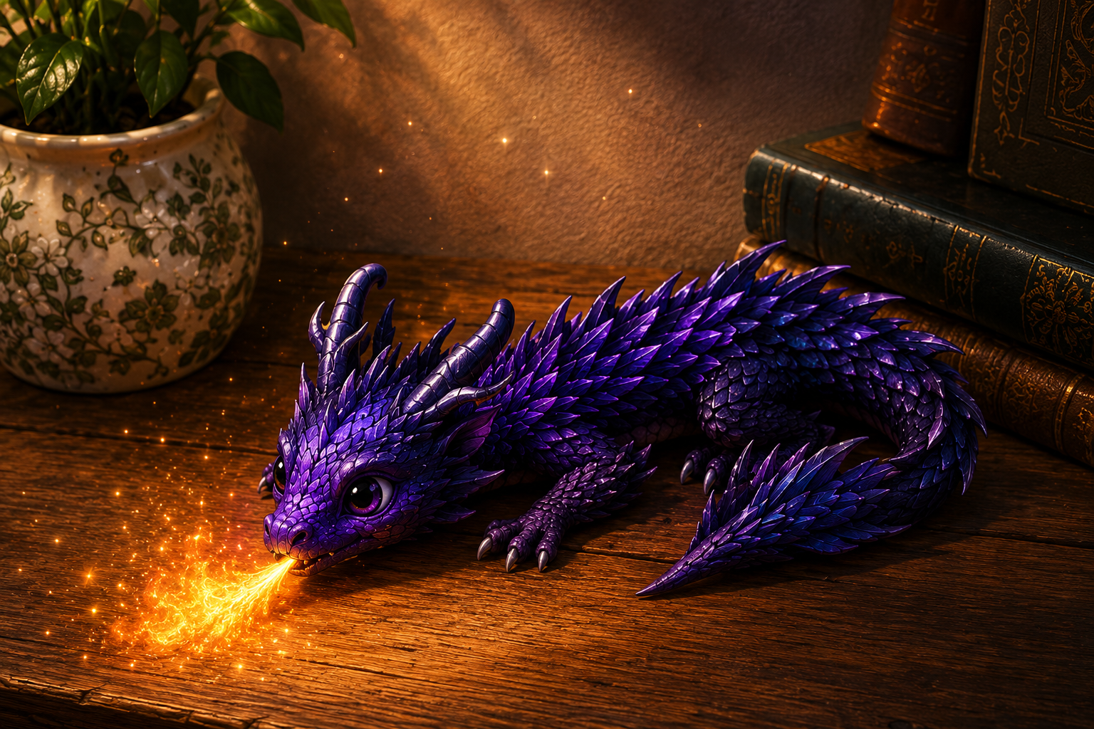 Dragon breathing magical fire